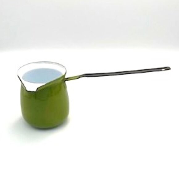 Vtg Turkish Coffee Pot Green Enamel Melting Pot - Picture 1 of 8